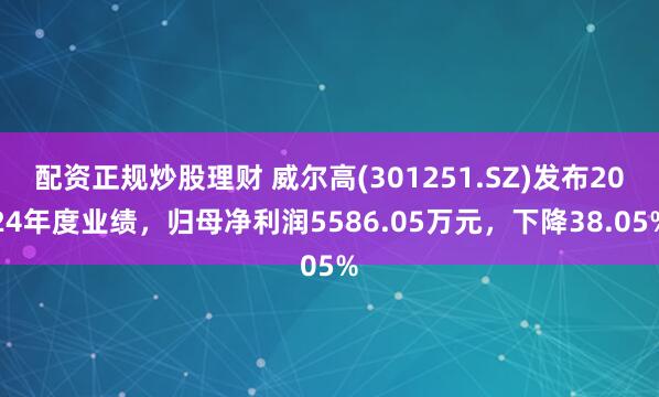 配资正规炒股理财 威尔高(301251.SZ)发布2024年度业绩，归母净利润5586.05万元，下降38.05%