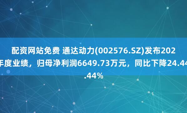 配资网站免费 通达动力(002576.SZ)发布2024年度业绩，归母净利润6649.73万元，同比下降24.44%